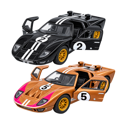 Kinsmart 1:32 Scale 1966 Ford GT40 MKII Heritage Edition Die-Cast Metal Model Car with Pull-Back Action, Openable Doors, Detailed Racing Design, Classic Collectible Toy Car
