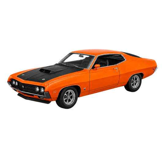 CCA 1:69 Ford Torino Cobra (1970) L05-02 Orange Die-Cast Model Car | Classic American Muscle Car Miniature Replica with Black Hood & Detailed Interior | Vintage Collectible Scale Car for Ford Fans & Collectors
