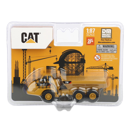 CAT Diecast Masters Real Replicas 84552CS 730 Articulated Dump Truck 1:87 Scale Die-Cast Construction Vehicle Model for Collectors, Display & Gifting – Yellow, Ages 8+