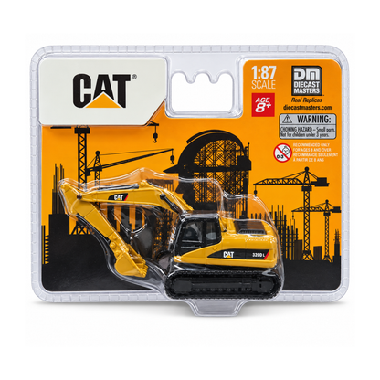 CAT Diecast Masters Real Replicas 84663CS 320D L Hydraulic Excavator 1:87 Scale Die-Cast Construction Vehicle Model for Collectors, HO Layouts, Dioramas, Display & Gifting – Yellow, Ages 8+