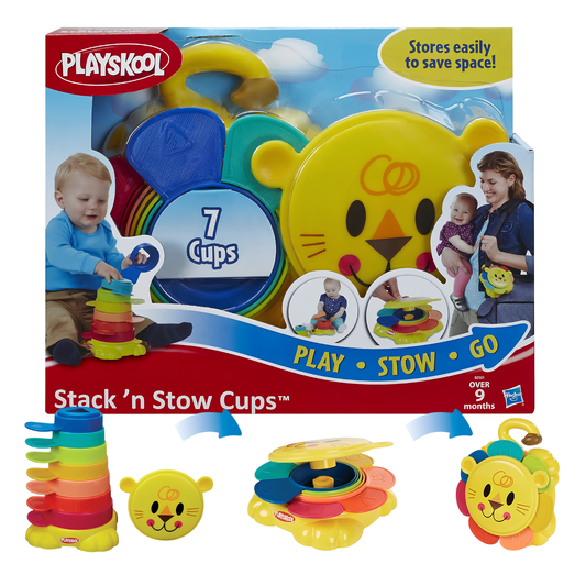 Playskool Stack 'N Stow Cups for Babies & Toddlers – Multicolor Stacking, Nesting & Sorting Educational Toy, Fine Motor Skills & Hand-Eye Coordination Development Toy, Ages 9 Months+