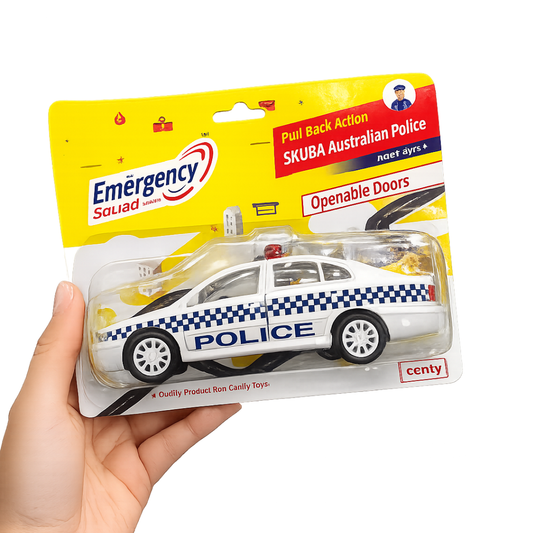 Centy Emergency Squad Skuba Australian Police Pull Back Toy Car with Openable Doors | Die-Cast Style Police Vehicle | Friction Powered | Ages 3+