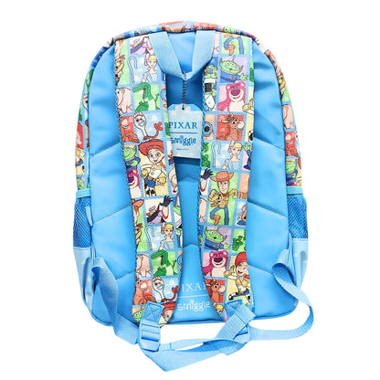 Smiggle Disney Pixar Toy Story Kids Backpack 16 Inch – Woody, Buzz Lightyear & Character Print School Bag with Multiple Zip Pockets – Blue