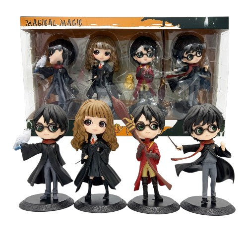Wizarding World Collectible Harry Potter Character Figure Set – 4-Piece Chibi PVC Action Figure Collection | Display Toy for Fans & Collectors