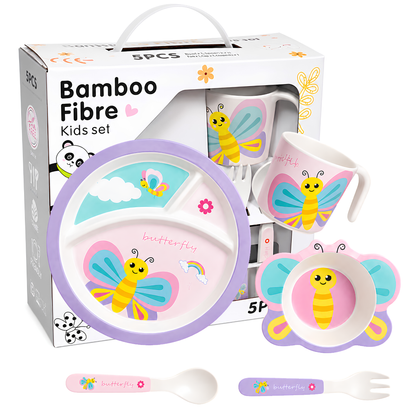 Bamboo Fibre- Kids Dinnerware Set,5Pcs - Butterfly
