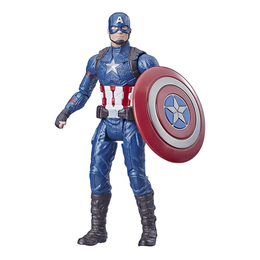 (Box Damage) Marvel Avengers Captain America Action Figure with Iconic Shield – Detailed Superhero Collectible Figure, Poseable Captain America Toy for Kids & Marvel Fans, Age 4+
