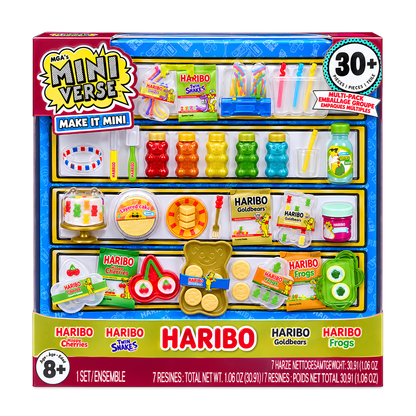 MGA’s Miniverse Make It Mini HARIBO 30+ Pieces Multi-Pack DIY Miniature Food Craft & Collectible Set with Happy Cherries, Twin Snakes, Goldbears & Frogs | Make, Mix, Create & Display Realistic Mini HARIBO Candy Treats, Mini Food Accessories & Collectibles