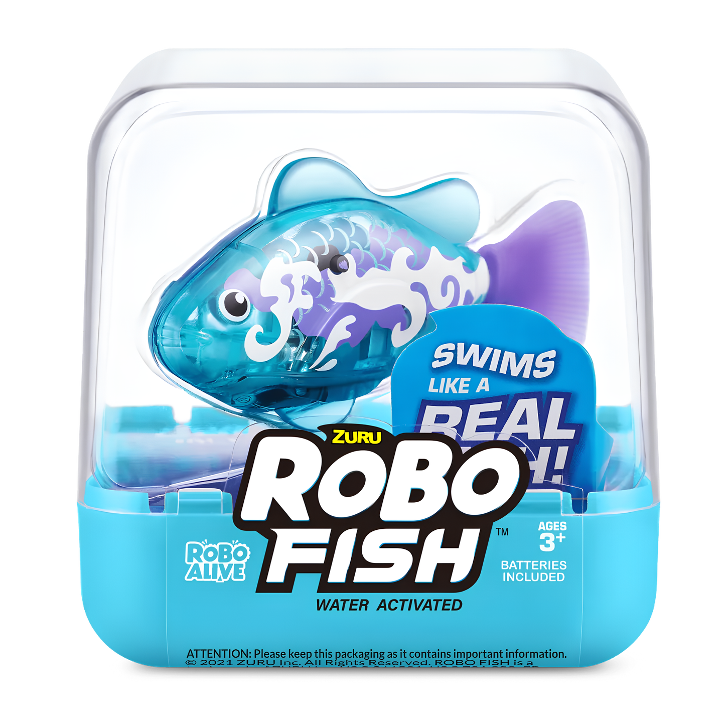 ZURU Robo Alive Robo Fish Water Activated Robotic Swimming Fish Toy, Swims Like a Real Fish in 5 Directions, Colour Changing Water Toy with Realistic Movement, Batteries Included, Interactive Bath & Pool Toy for Kids 3+ – Multiple Colours