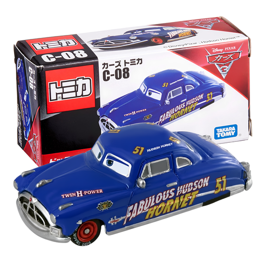 Takara Tomy Tomica Disney Pixar Cars C-08 Doc Hudson Fabulous Hudson Hornet Diecast Character Car Collectible Vehicle Toy Model with Authentic Movie-Inspired Design for Kids, Disney Cars Fans & Collectors