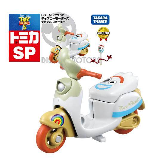 Dream Tomica Disney Motors SP Chim Chim Forky – Disney Pixar Toy Story 5 Special Edition Diecast Character Scooter Vehicle by Takara Tomy, Collectible Miniature Toy Car for Kids & Disney Fans
