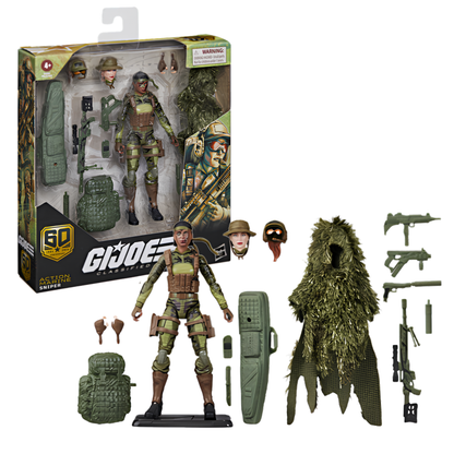 Hasbro G.I. Joe Classified Series Action Marine Sniper 6-Inch Action Figure with Ghillie Suit, Weapons, Accessories & Display Stand | Collectible Military Toy for Kids & Adult Collectors