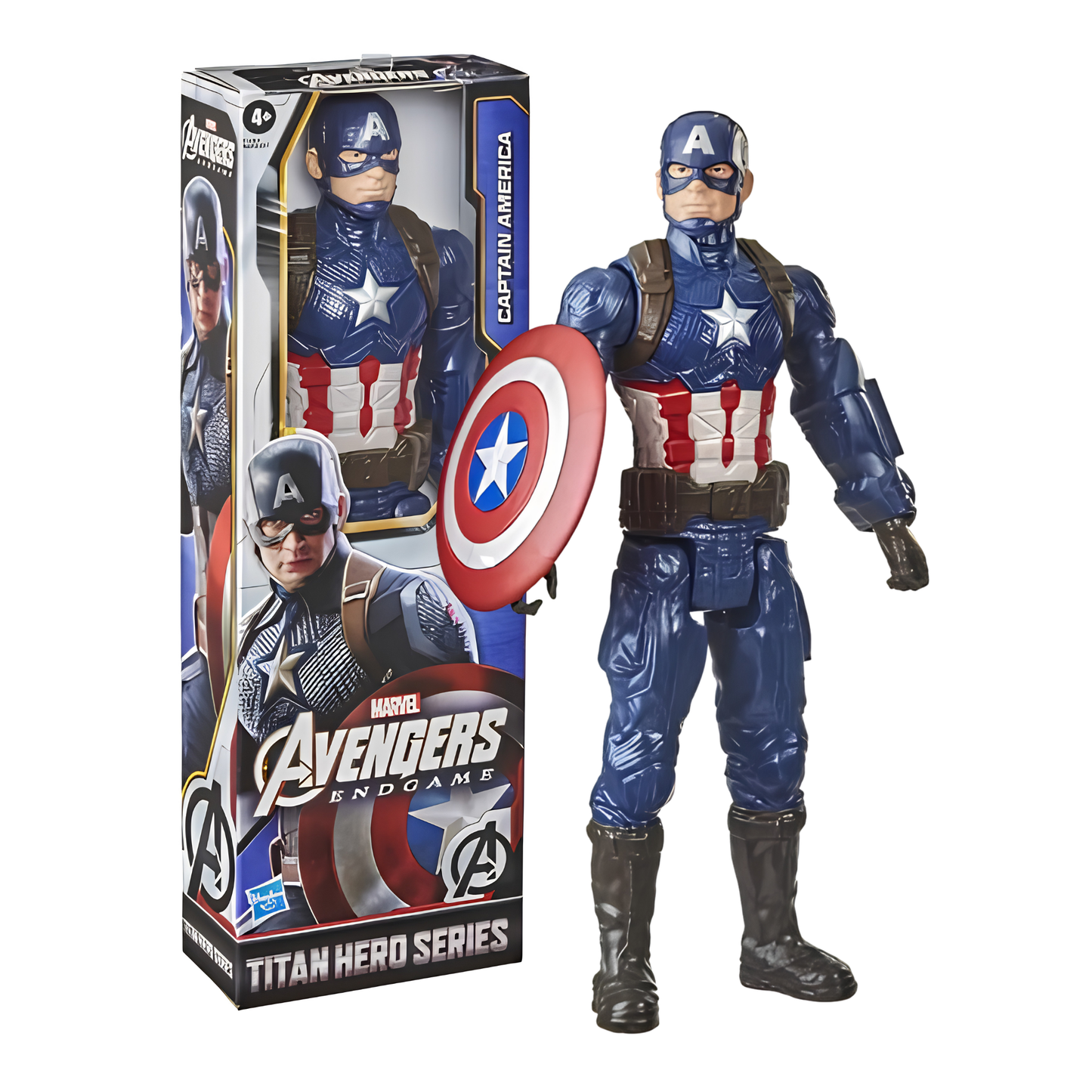 (Box Damage) Marvel Avengers Titan Hero Series Captain America 12-Inch Action Figure | Super Hero Collectible Toy with Shield | Captain America Figure for Kids, Boys & Girls Ages 4+