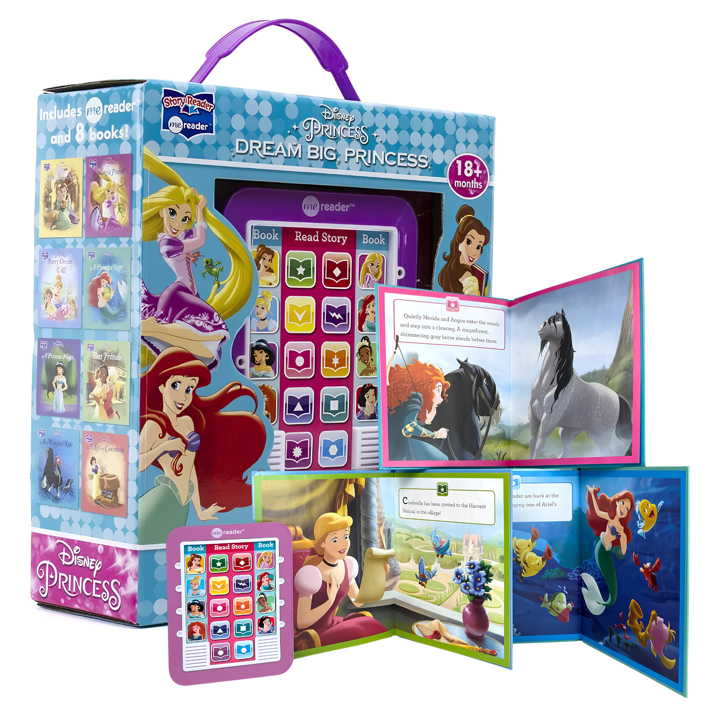 Disney Princess Dream Big Princess Me Reader Electronic Storybook & 8 Book Set by PI Kids | Interactive Reading Toy with Disney Princess Stories | Educational Learning Gift for Toddlers & Kids