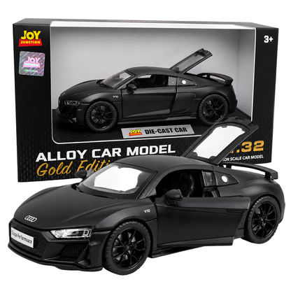 Joy Junction Alloy Car Model Gold Edition 1:32 Scale Die-Cast Toy Car | Pull Back Action, Openable Doors, LED Lights & Sound | Black Audi Sports Car Model | Collectible Toy Car for Kids & Car Enthusiasts