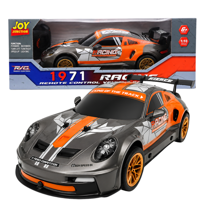 Joy Junction 1:10 Scale 2.4GHz R/C Racing Car | 25+ KM/H High-Speed Full Function Remote Control Sports Car with Forward, Backward, Left & Right Controls, Speed Up & Lighting for Kids 6+ Years