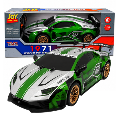 Joy Junction JJ616 1:10 Scale 2.4GHz R/C Racing Car | 25+ KM/H High-Speed Full Function Remote Control Sports Car with Forward, Backward, Left & Right Controls, Speed Up & Lighting for Kids 6+