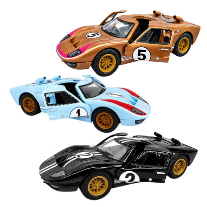 Kinsmart 1:32 Scale 1966 Ford GT40 MKII Heritage Edition Die-Cast Metal Model Car with Pull-Back Action, Openable Doors, Detailed Racing Design, Classic Collectible Toy Car