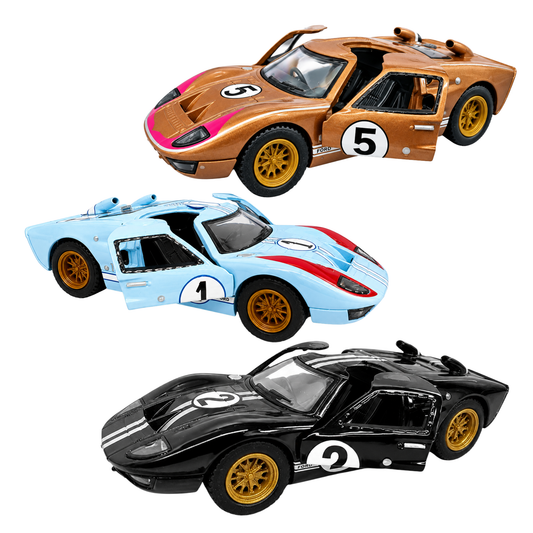 Kinsmart 1:32 Scale 1966 Ford GT40 MKII Heritage Edition Die-Cast Metal Model Car with Pull-Back Action, Openable Doors, Detailed Racing Design, Classic Collectible Toy Car