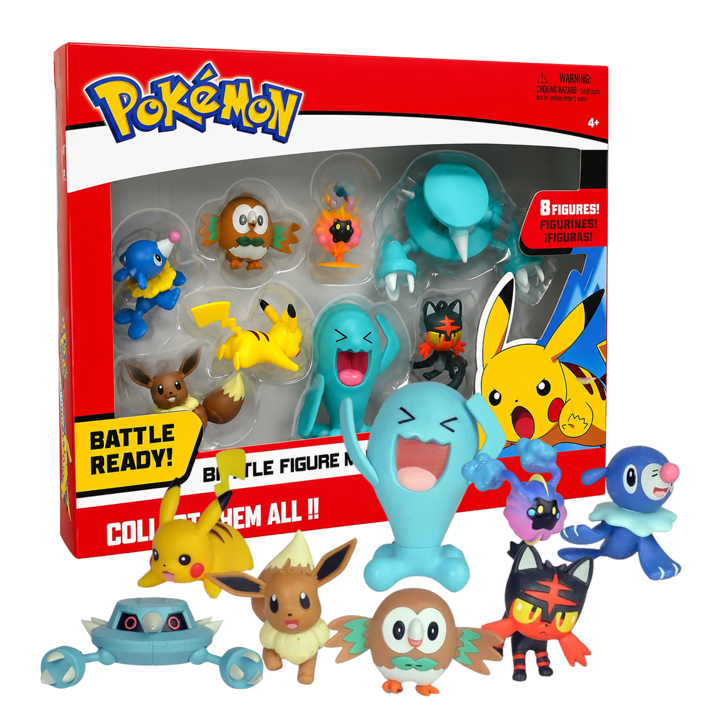 (Box Damage) Pokémon Battle Ready Battle Figure Multi Pack – Collect Them All 8 Figures Collectible Character Toy Set with Pikachu, Eevee & Assorted Pokémon Figures for Kids, Fans & Collectors