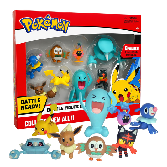 (Box Damage) Pokémon Battle Ready Battle Figure Multi Pack – Collect Them All 8 Figures Collectible Character Toy Set with Pikachu, Eevee & Assorted Pokémon Figures for Kids, Fans & Collectors