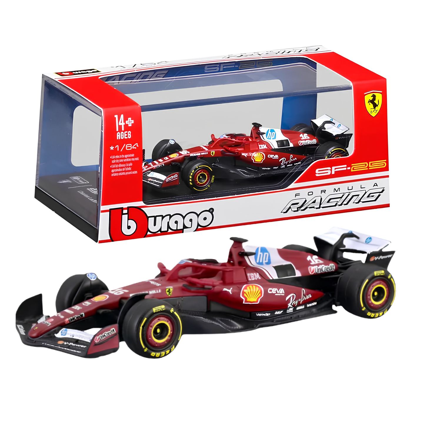 Official Bburago 1:64 Ferrari SF-25 No. 16 Charles Leclerc 2025 Australian Grand Prix F1 Formula Racing Diecast Scale Model Car for Collectors