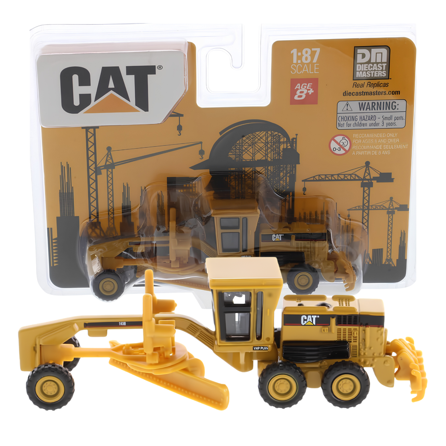 Diecast Masters 1:87 HO Scale Cat 163H Motor Grader 84403 Officially Licensed Diecast Construction Vehicle Model from the Real Replicas Series for Collectors
