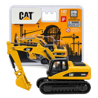 CAT Diecast Masters Real Replicas 84663CS 320D L Hydraulic Excavator 1:87 Scale Die-Cast Construction Vehicle Model for Collectors, HO Layouts, Dioramas, Display & Gifting – Yellow, Ages 8+