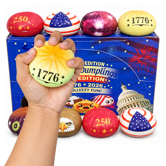 Liberty Dumplings 250th Anniversary Edition Squishy Dumpling Toy for Kids – Soft Squeezable Sensory Stress-Relief Fidget Toy, Assorted Colour & Design, Party Favour & Return Gift | 1 Random Piece | Ages 3+