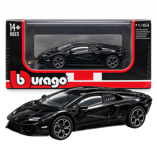 Bburago 1:64 Lamborghini Countach LPI 800-4 Die-Cast Model Car | Metal Collectible Supercar with Realistic Details & Display Packaging – Black, Ages 14+