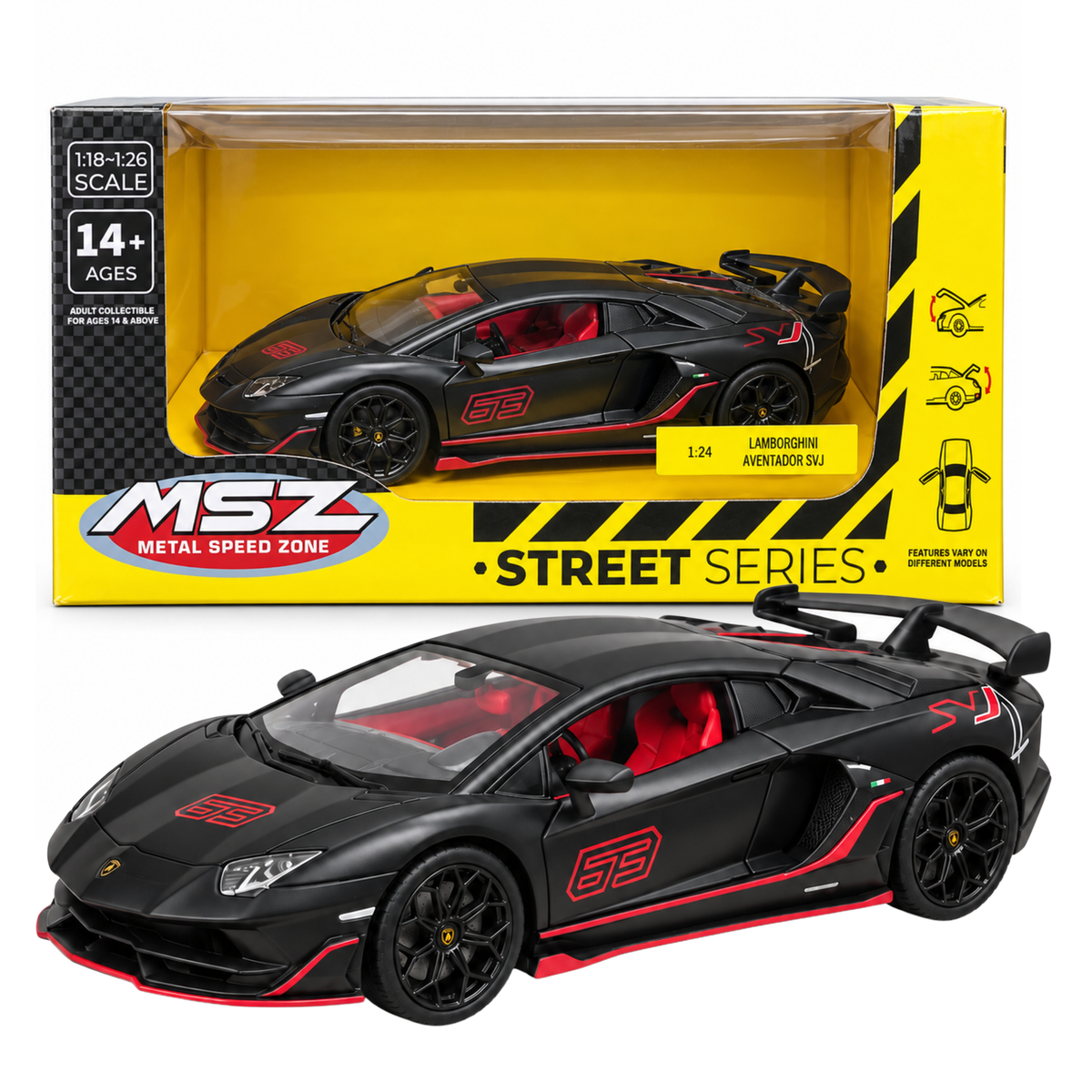 MSZ Metal Speed Zone 1:24 Lamborghini Aventador SVJ Die-Cast Model