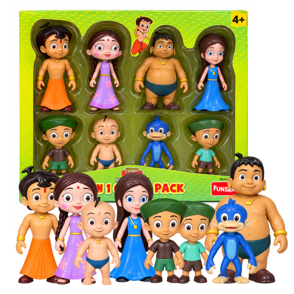Funskool Chhota Bheem 8-in-1 Character Figure Set | Kids Toy Set with Chhota Bheem & Friends | Collectible Figures for Boys & Girls Age 4+