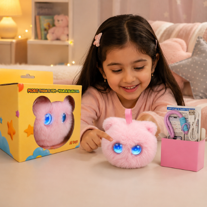 AI Dazi Interactive AI Plush Cute Pink Teddy | Smart AI Table Companion | More Than a Toy – Your AI Plush Pal with LED Display Eyes | Intelligent Talking Plush Toy for Kids