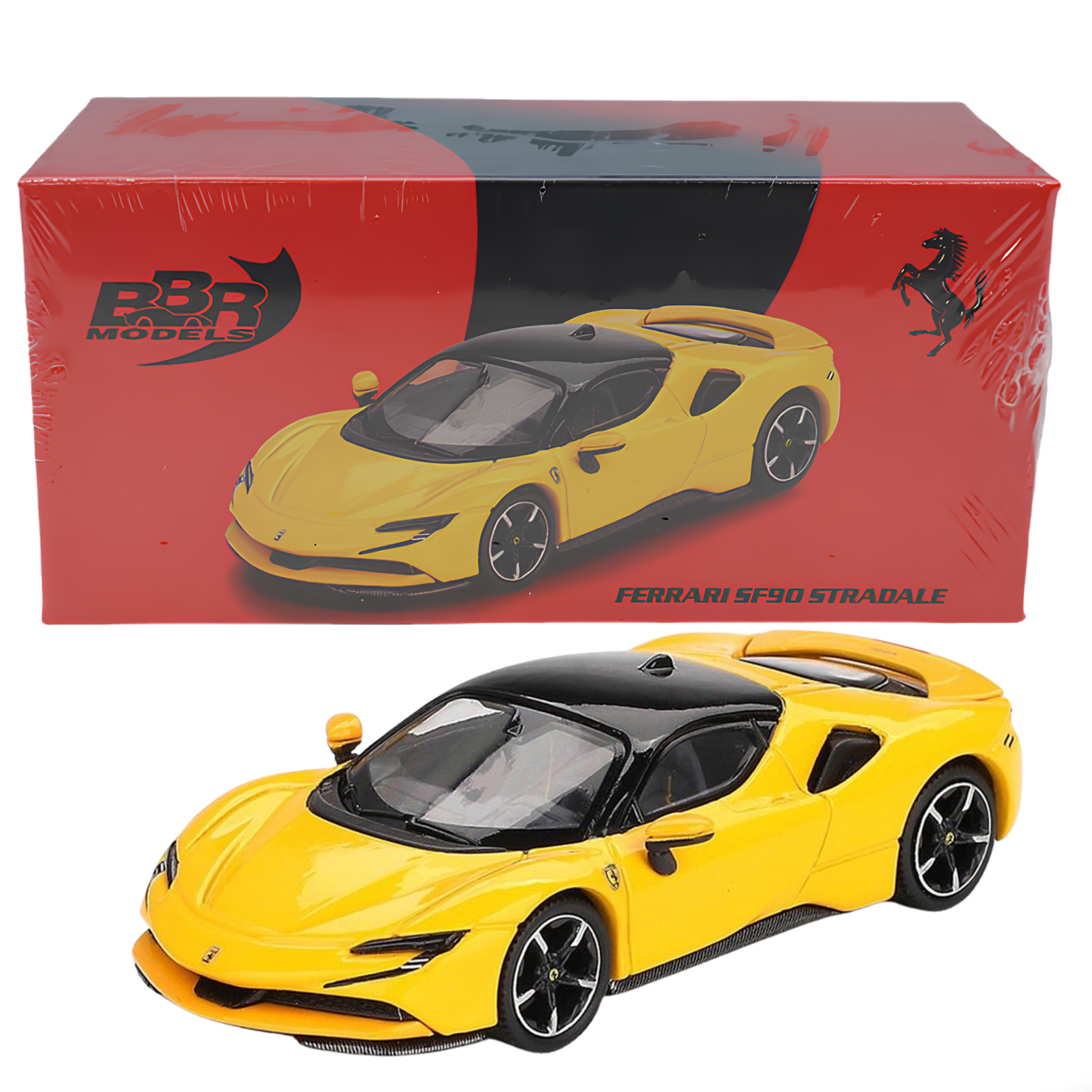 BBR Models 1:64 Ferrari SF90 Stradale Giallo Modena Die-Cast Model Car | Premium Ferrari Collectible