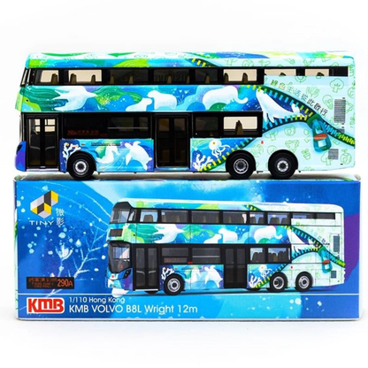 Tiny City 1:110 Hong Kong KMB Volvo B8L Wright 12m Double-Decker Bus Die-Cast Model | Route 290A Collectible Bus
