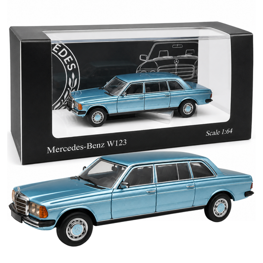Mercedes-Benz W123 1:64 Scale Die-Cast Model Car with Display Box | Premium Metal Collectible Miniature Sedan, Highly Detailed Replica with Realistic Interior & Exterior, Classic Vintage Luxury Car Model for Display, Collectors & Automotive Enthusiasts