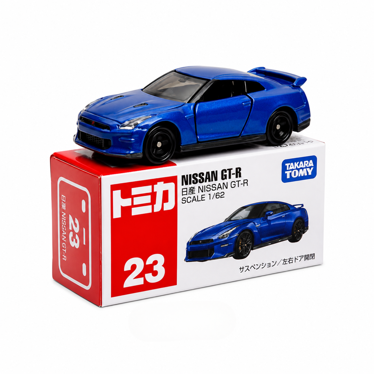 Takara Tomy Tomica No. 23 Nissan GT-R 1:62 Scale Die-Cast Model Car | Premium Metal Sports Car Collectible with Detailed Exterior, Realistic Styling, Free-Rolling Wheels & Collector Box | Blue