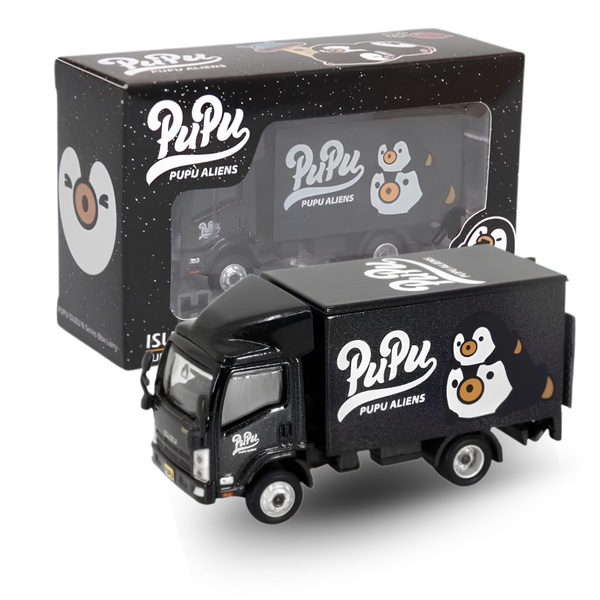 Tiny City Pupu Aliens Isuzu N-Series Box Lorry Die-Cast Model Truck | Black Delivery Truck Collectible | 7.5cm