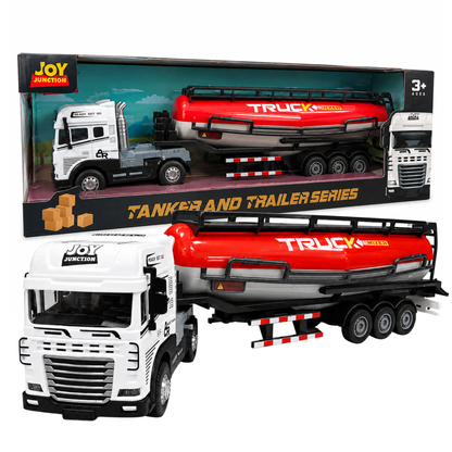 Joy Junction JJ50 1:25 Scale Die-Cast Cement Tanker Truck with Trailer | Heavy Duty Alloy Transport Model, Lights & Sound, Realistic Construction Vehicle Toy for Kids, Collectors & Display