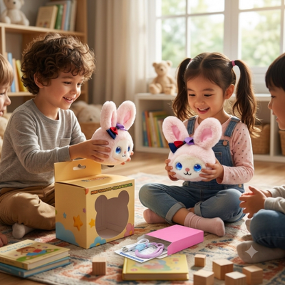 AI Dazi Interactive AI Plush Cute Bunny | Smart AI Table Companion with Animated LED Display Eyes | Intelligent Plush Toy | Rechargeable Soft AI Companion for Kids & Adults