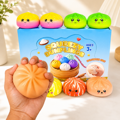 Squeezy Dumpling Momos & Rainbow Mystery Mix Squishy Toy | Slow Rising Stress Relief Squeeze Toy | Cute Collectible Surprise Design | Random 1 Piece Sent