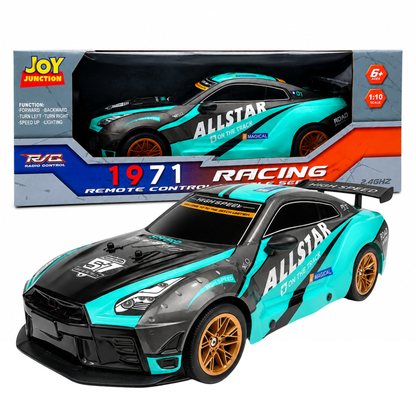 Joy Junction 1:10 Scale RC Racing Car 1971 Series | 2.4GHz Remote Control Sports Car with LED Lights, High - Speed Racing, Forward/Reverse, Left & Right Steering, Speed Boost | Rechargeable Remote Control Car for Kids Ages
