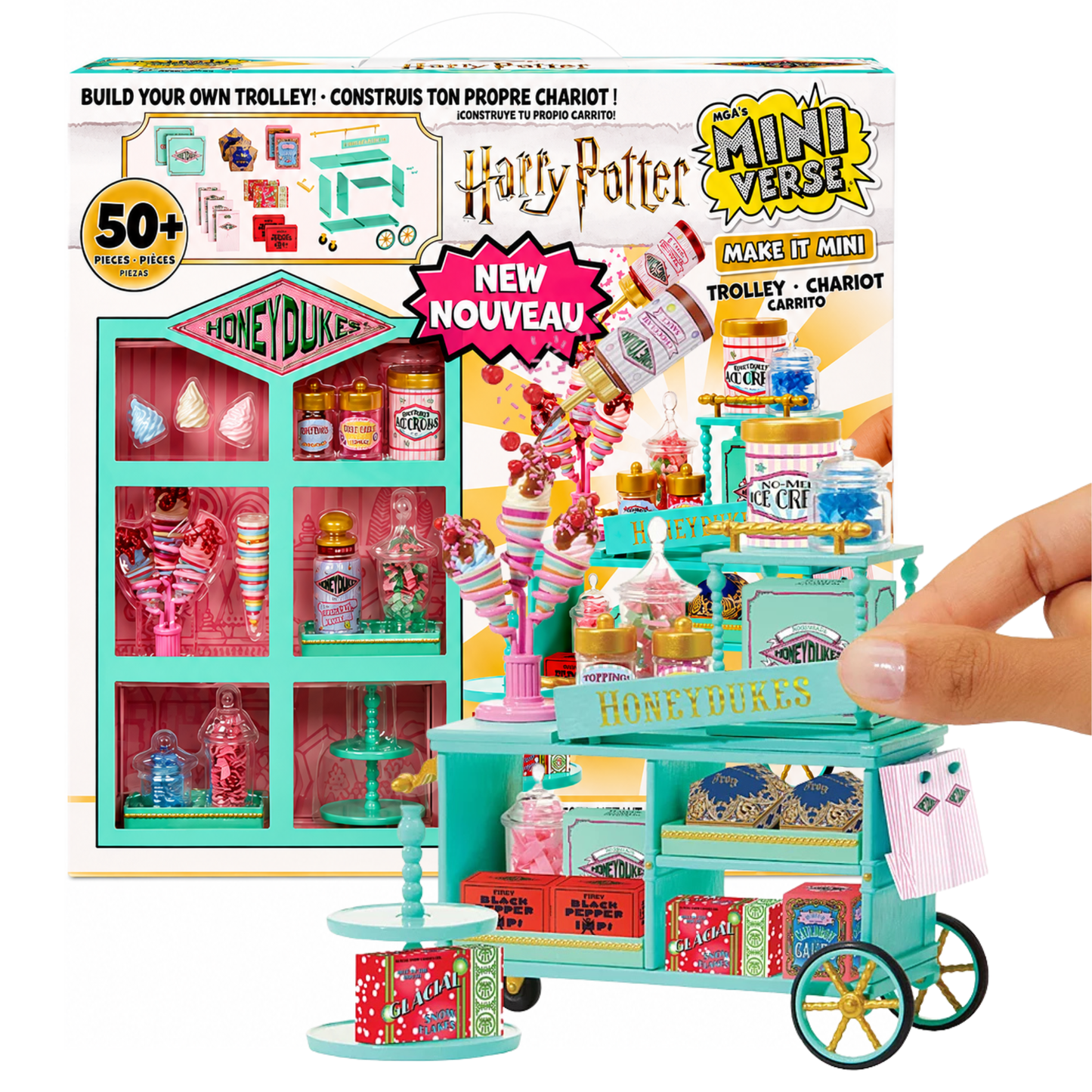 MGA’s Miniverse Make It Mini Harry Potter Honeydukes Build Your Own Trolley 50+ Pieces DIY Miniature Collectible Craft Kit with Candy Shop Accessories, Mini Food & Sweet Displays, Trolley Building Pieces, Creative Activity & Display Set for Kids
