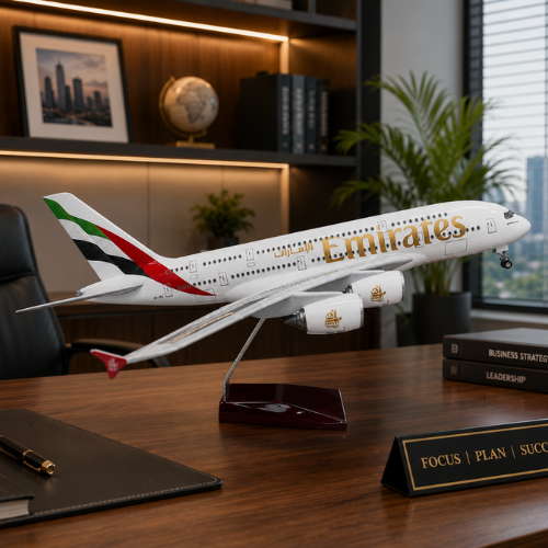 Airbus A380 UAE Emirates 1:160 Scale Diecast Aeroplane Display Model with LED Light | Premium Aircraft Replica with Display Stand