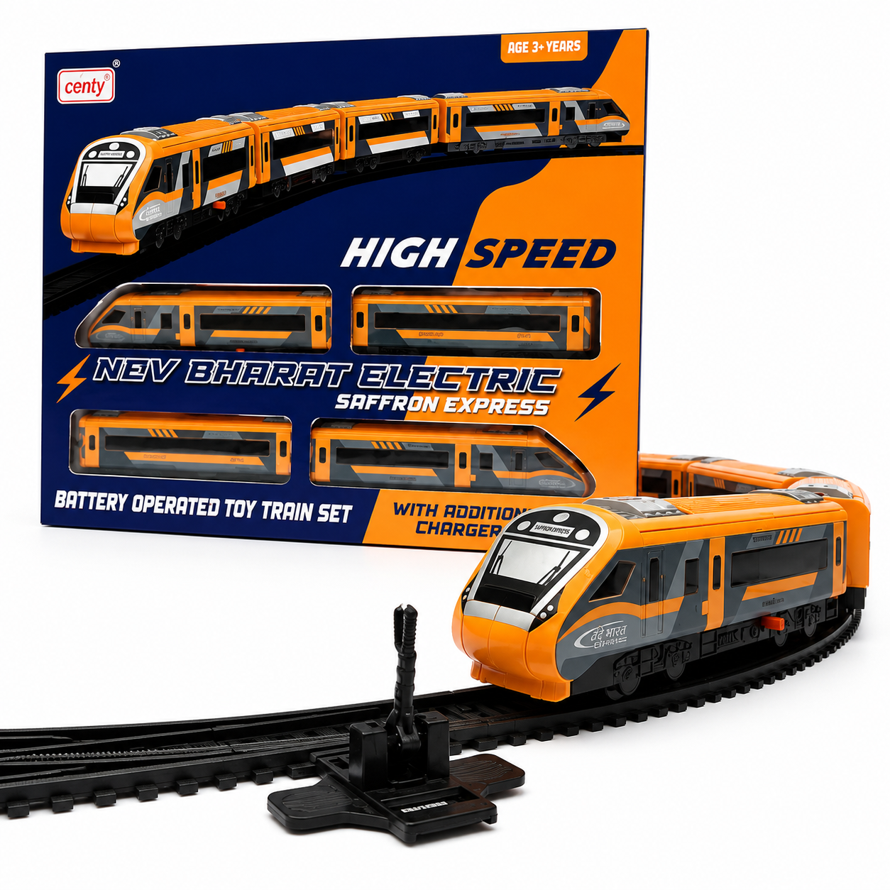 Centy Nav Bharat Electric Saffron Express Toy Train Set | Battery