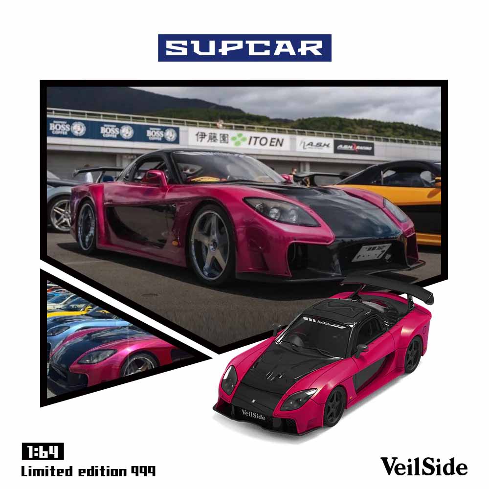 SUPCAR 1:64 Mazda RX-7 VeilSide Fortune Diecast Model Car | Premium JDM Collectible | Pink & Black