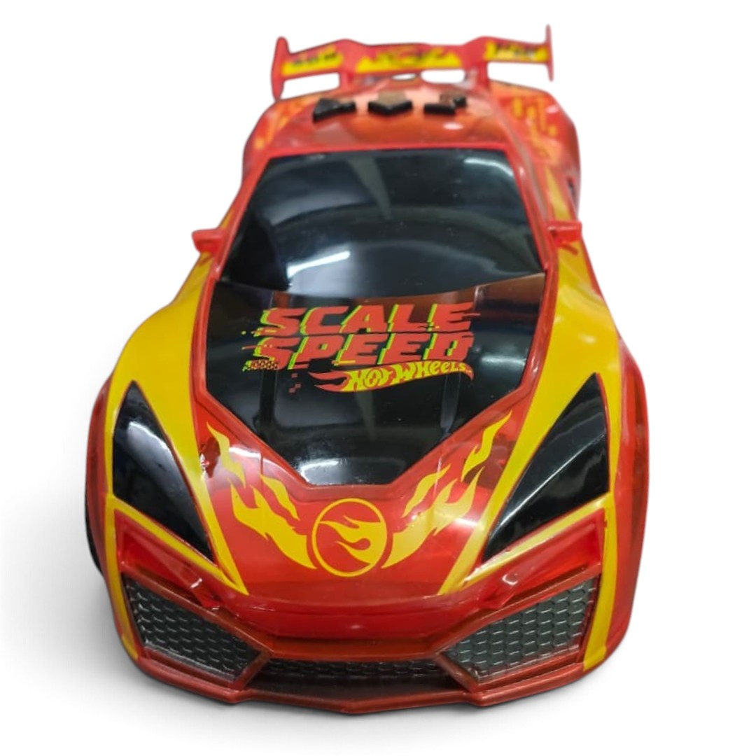 Hot Wheels Red Shade Electric Drive Toy Sports Car with Lights, Engine Sound and Music for Kids Ages 3+ – Red and Yellow