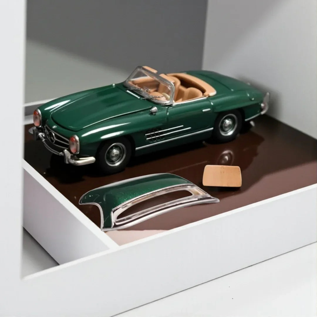 GFCC 1:64 1960 Mercedes-Benz 300SL Roadster Dark Green Diecast Model Car