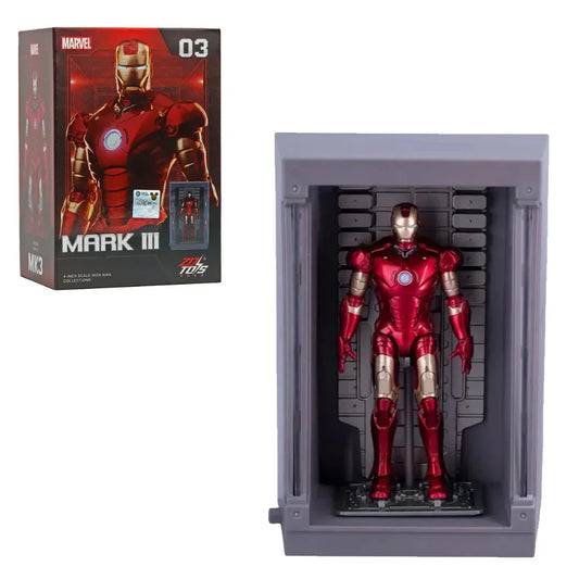 Marvel Iron Man Mark 3 with Hall of Armor – Light-Up Display Chamber (4-Inch Figure)