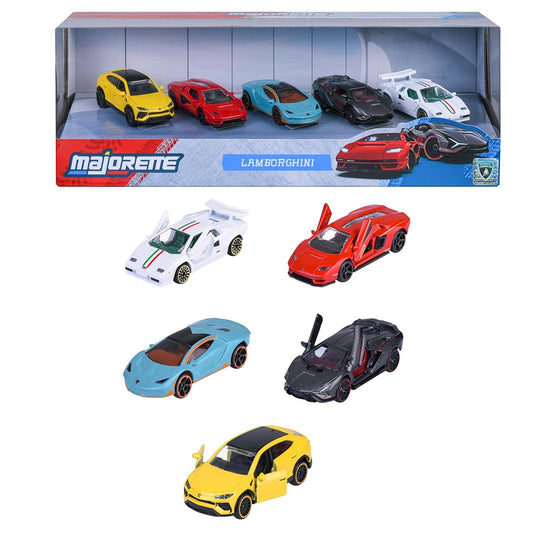 Majorette Lamborghini Die-Cast Car Set (5 Cars) | Official Lamborghini Models | Metal Body | 1:64 Scale | 3+ Years