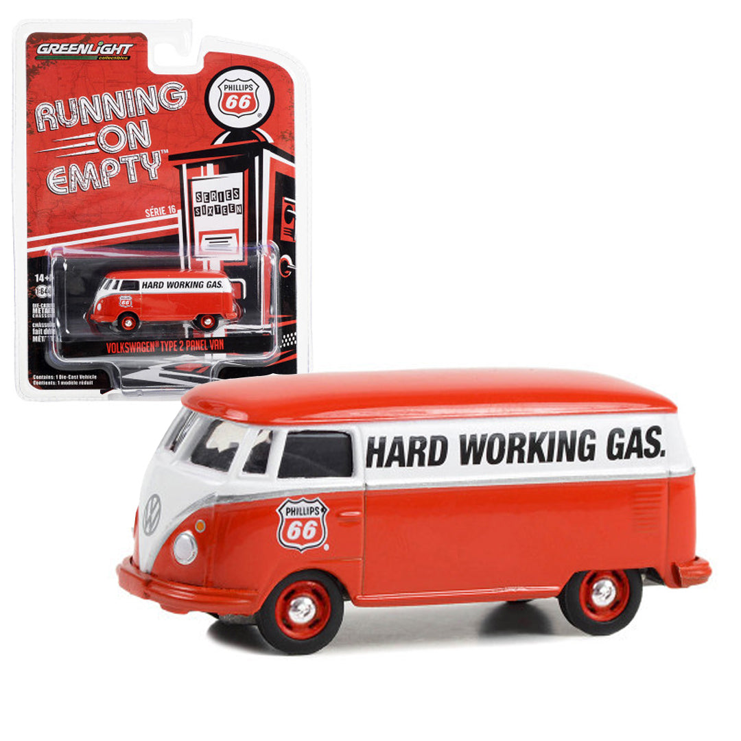 GreenLight 1:64 Volkswagen Type 2 Panel Van Phillips 66 “Hard Working Gas” Die-Cast Model
